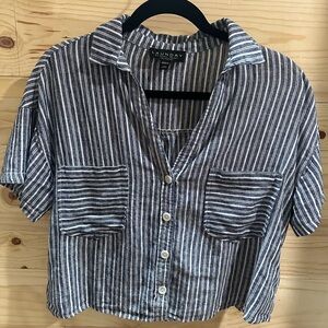 Laundry by Shelli Segal Navy and White Striped Top